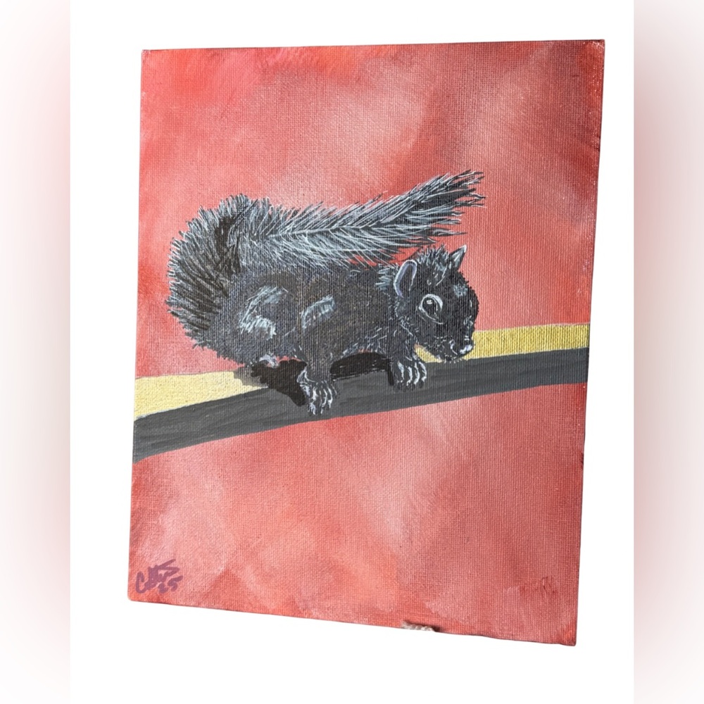 Buddy The Squirrel - an acrylic 8x10” painting by Chrissysagod The artist